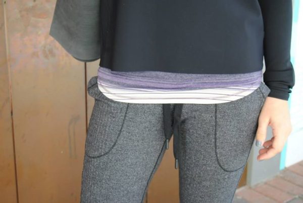 lululemon heathered black herringbone base runner pants