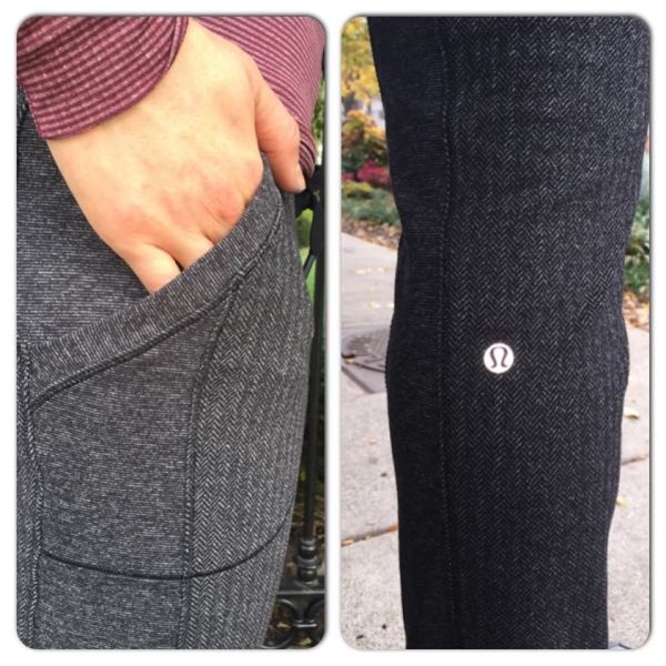 lululemon  heathered black herringbone base runner pants