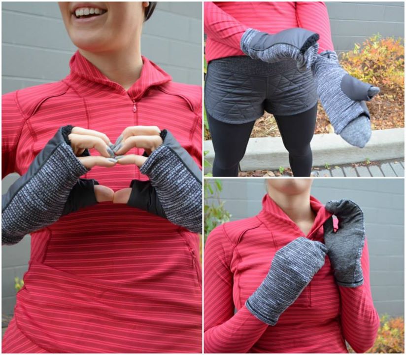 lululemon boom juice striped think fast half zip pullover coco pique black fluffed up down mittens