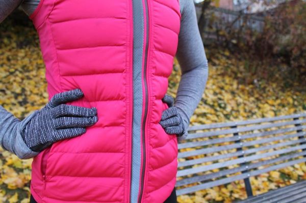 lululemon boom juice fluffed up vest coco pique run with me gloves