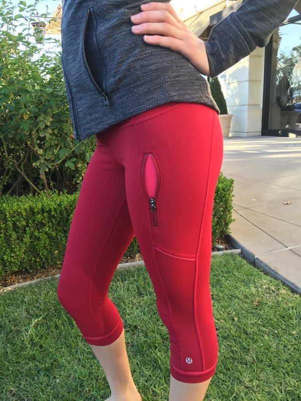 lululemon deepest cranberry red passion run crops