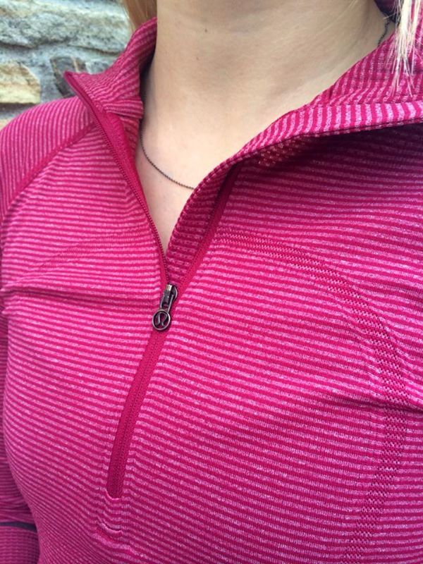 Lululemon tonka stripe bumble berry swiftly half zip long sleeve
