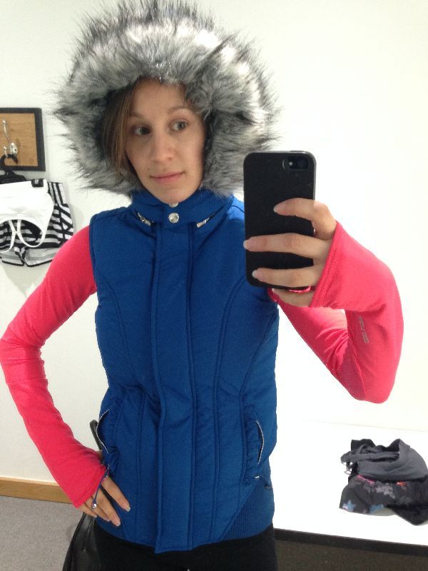 Lorna Jane try-on review candy puffa vest ocean blue