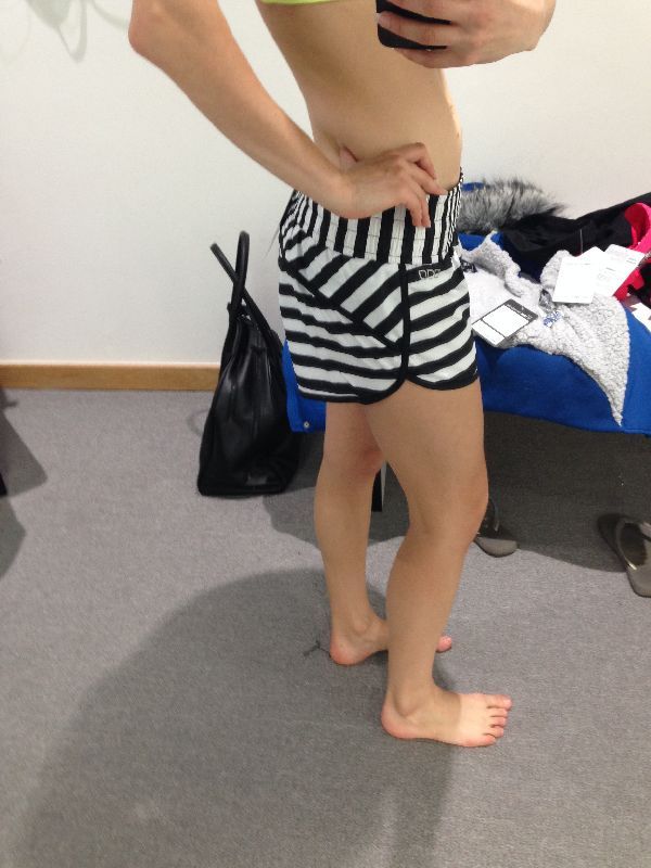 Lorna Jane try-on review mix up run shorts black white stripe