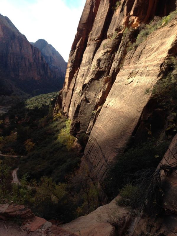 Zion National Park Angel's Landing hike: morning light on the canyon wall
