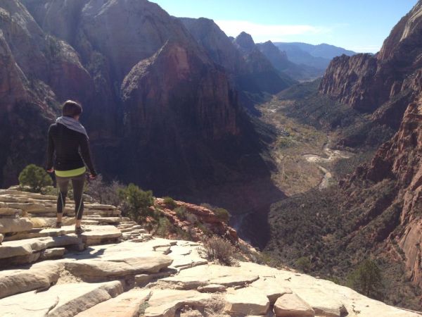 Zion National Park Angel's Landing Hike: view into Zion Canyon at summit