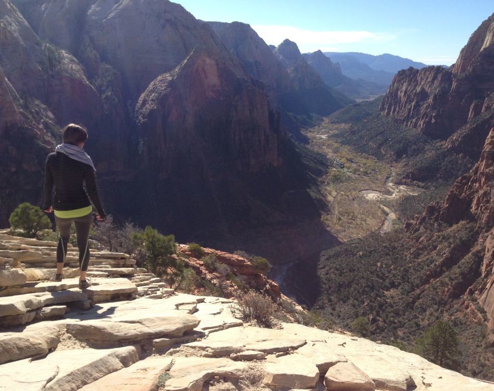 Zion National Park Angel's Landing Hike: view into Zion Canyon at summit