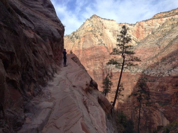Zion National Park Hidden Canyon hike: hiking toward the canyon