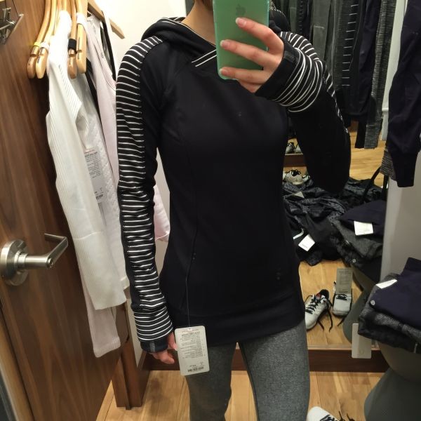 Lululemon black parallel stripe think fast hoodie review