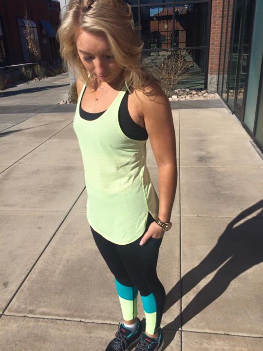 Lululemon clear mint what the sport singlet trail bound 7/8 tights clear mint blue tropics