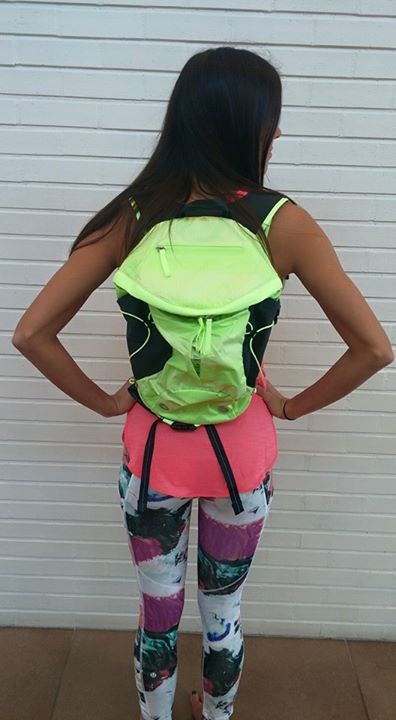 Lululemon clear mint run all day backpack electric coral what the sport singlet pigment wave speed tights