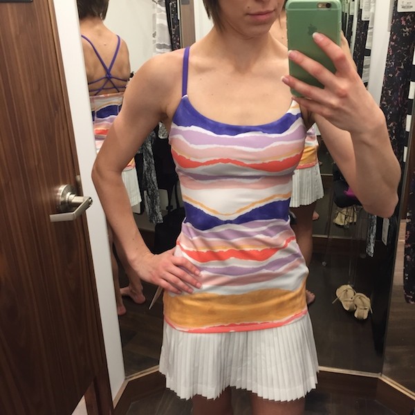 Lululemon bleacher stripe iris flower dancing warrior tank review 1