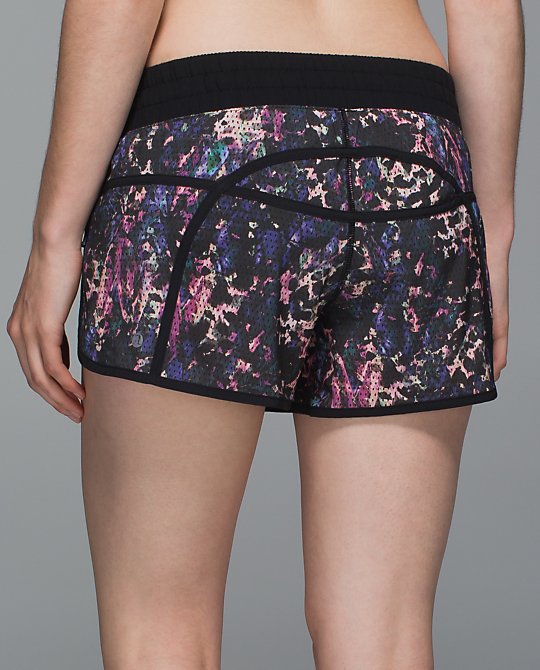 Lululemon floral sport black multi tracker shorts