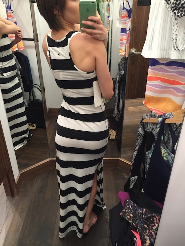 Lululemon refresh maxi dress review black white stripe 3