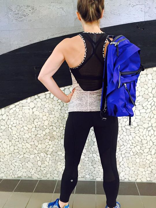 Lululemon dottie dash grain dance to yoga tank sapphire blue pack it up backpack