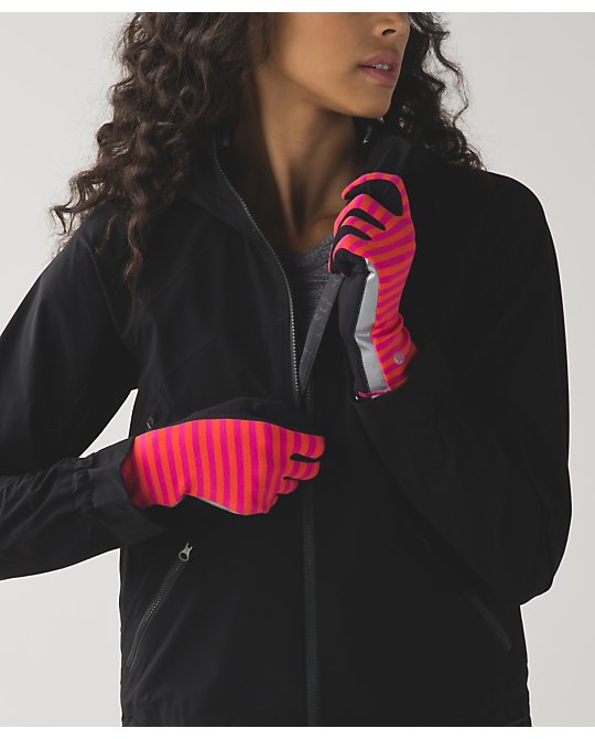 Lululemon classic stripe jeweled magenta red october run with me gloves