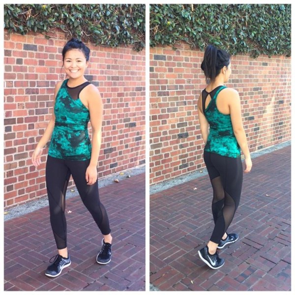 Lululemon clouded dreams cosmic teal meshed up tank black all meshed up tights