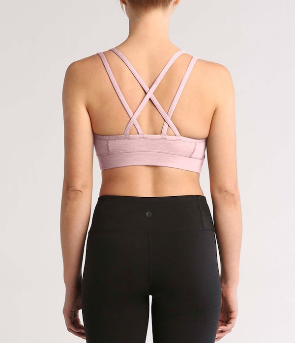 Manduka apparel cross strap bra clarity pink