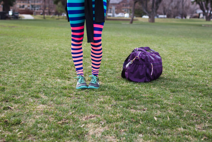 Bold stripe workout leggings