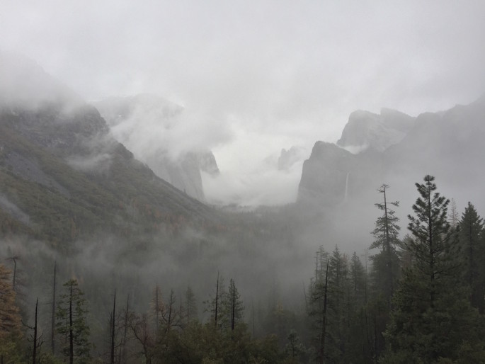 Yosemite - Tunnel View in rain and fog