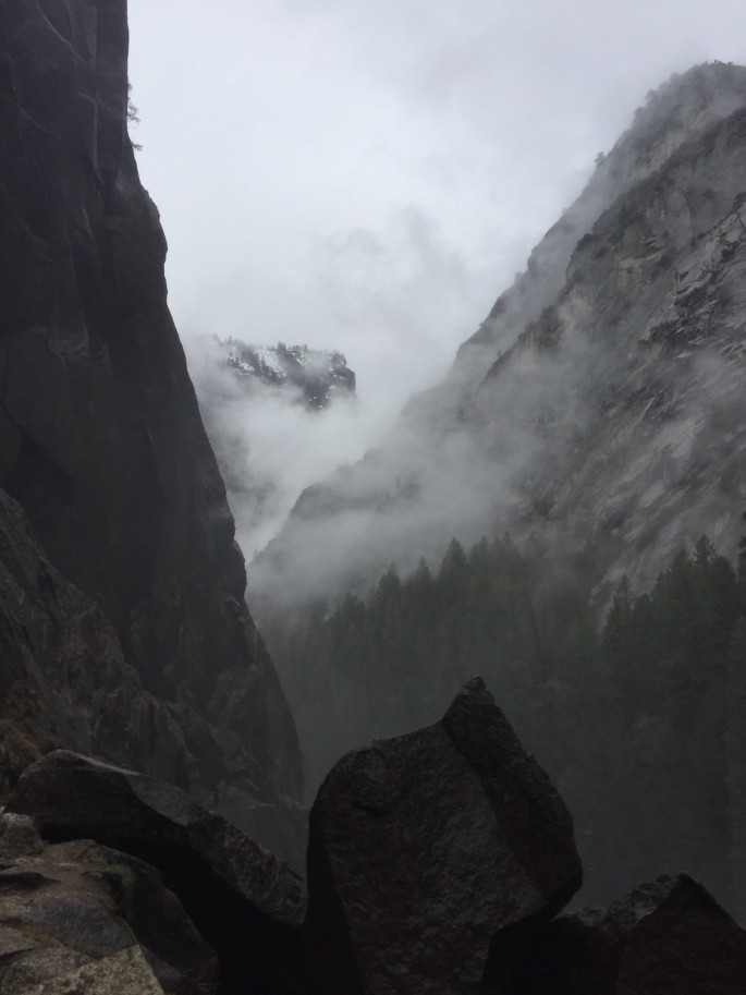 Ascending Mist Trail at Vernal Fall