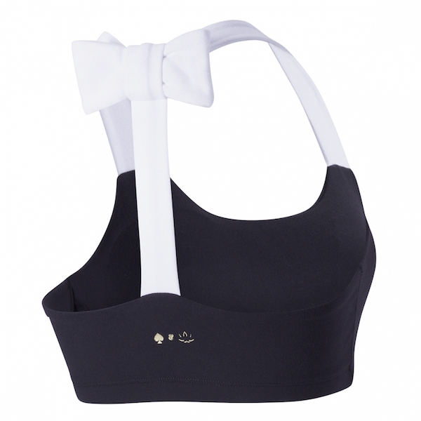 Beyond Yoga Kate Spade t-back bow bra black white