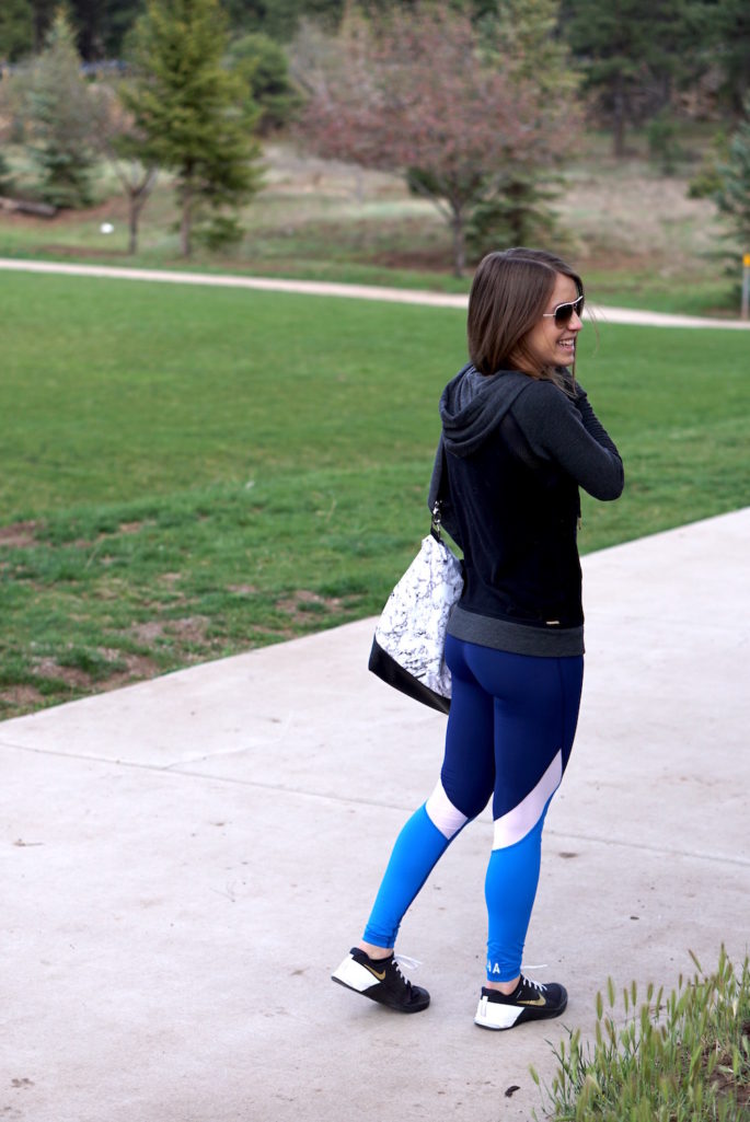 Blue on blue workout leggings