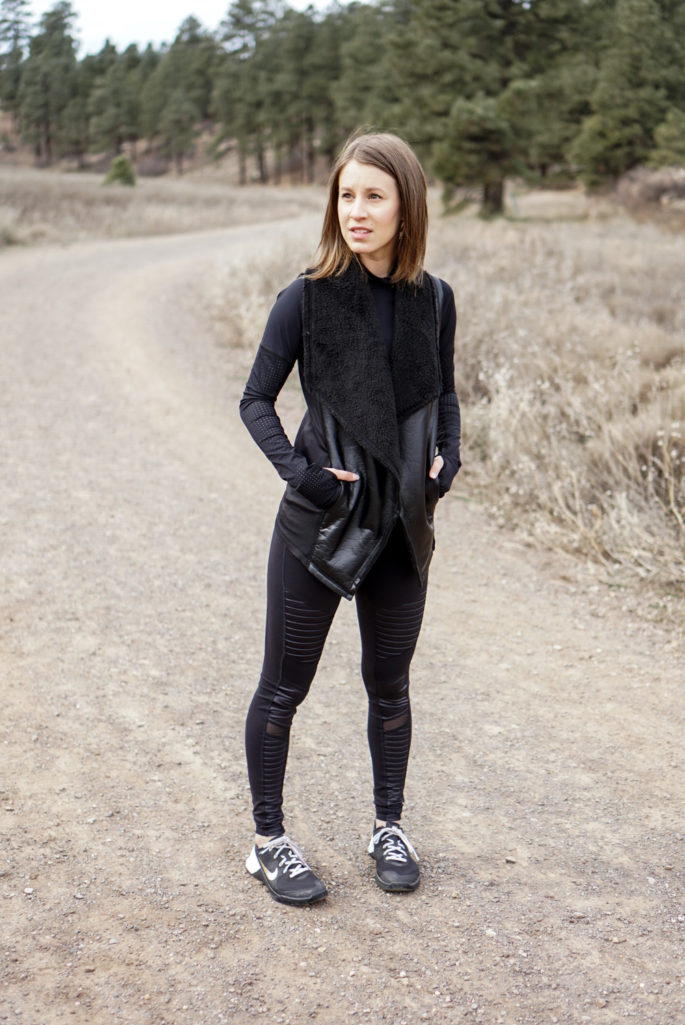 Alo Moto Leggings + Alala Sherpa Drape Vest - Agent Athletica