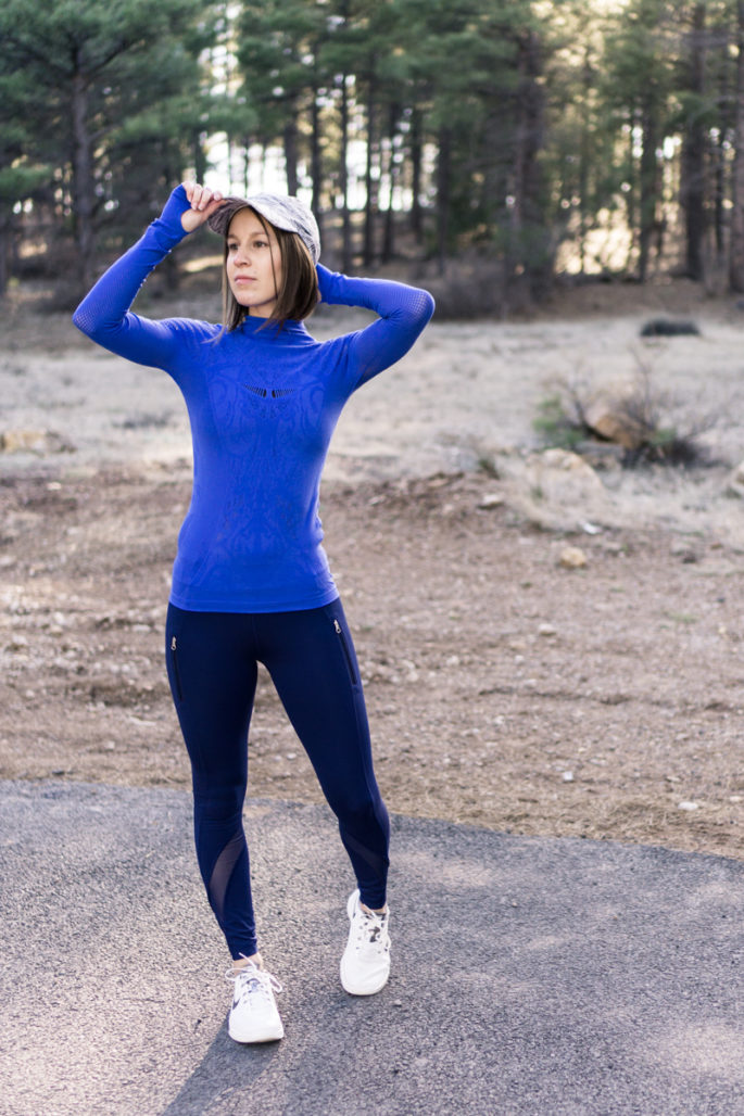 Stylish blue and white running outfit