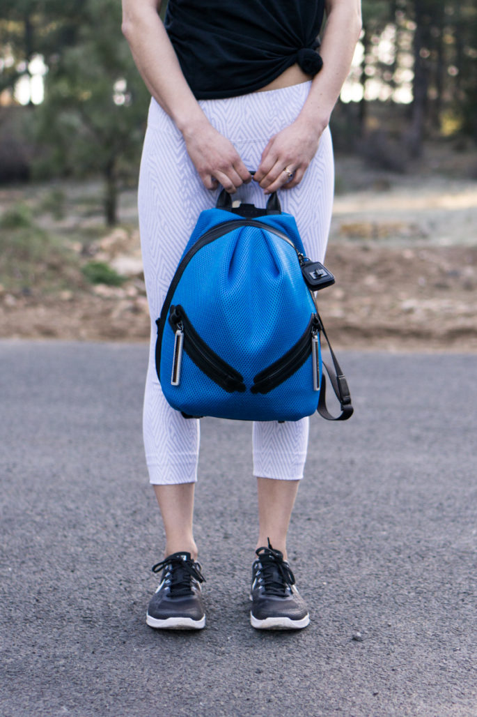 Bright blue mesh backpack