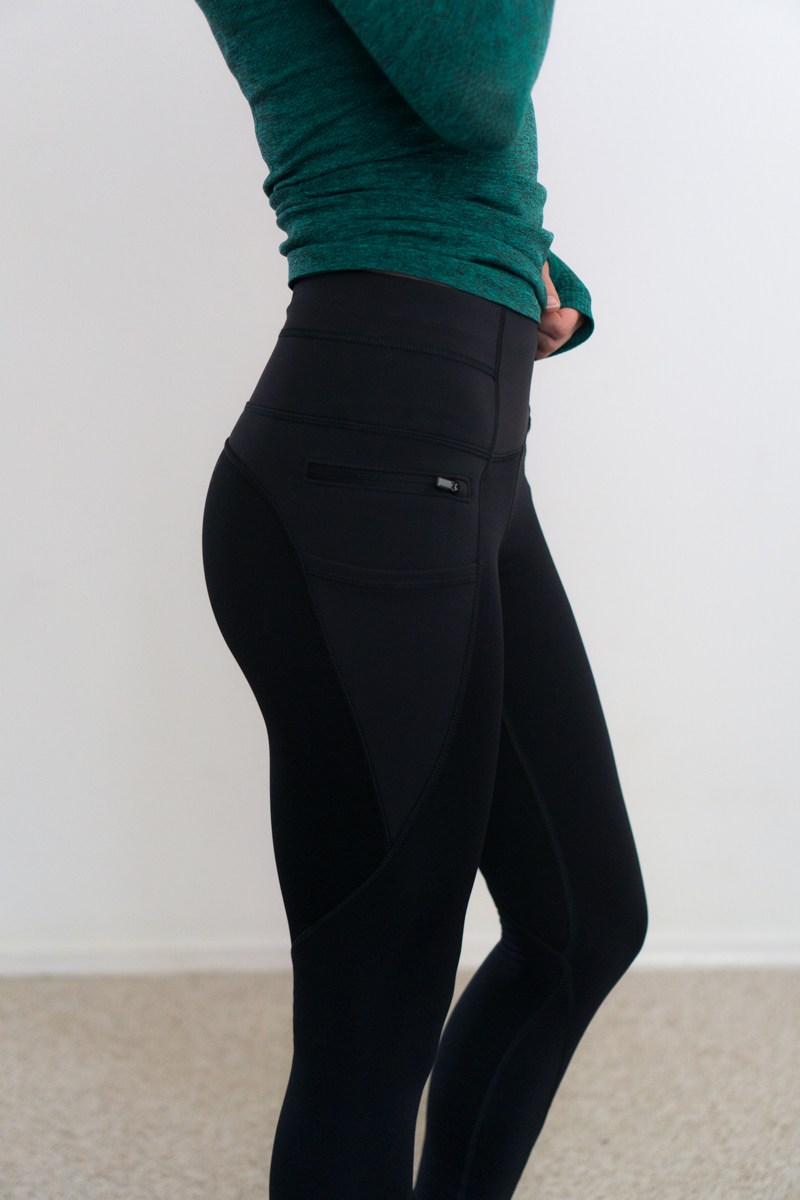 Athleta XS black Peak Hybrid Fleece Tight leggings pants cold weather warm  cozy - Athletic apparel