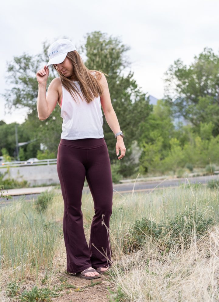 Casual athleisure flare pants outfit for summer