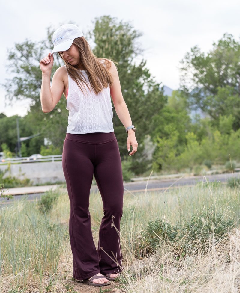 Casual athleisure flare pants outfit for summer