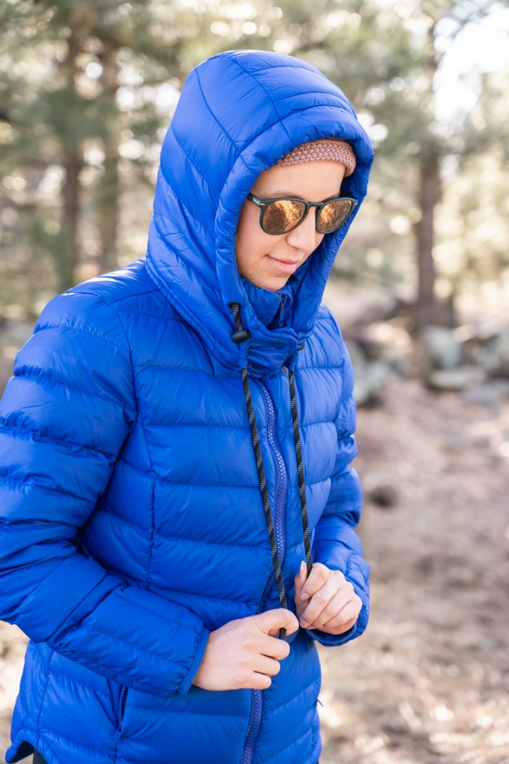 Bright colored down jacket for winter: Lole Emeline jacket review