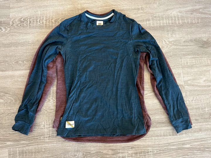 Tracksmith sizing comparison: harrier long sleeve tee versus downeaster crew